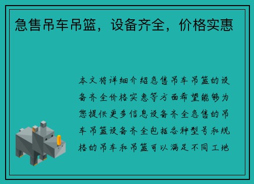 急售吊车吊篮，设备齐全，价格实惠